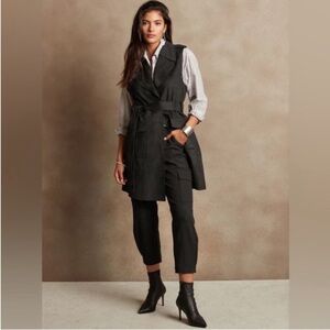 NWT! Banana Republic Black Exaggerated Collar Faux Suede Vest - XS PETITE 🦁